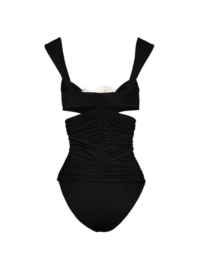 3D Flower Cutout Swimwear - Black and White from The House of CO-KY - Swimwear