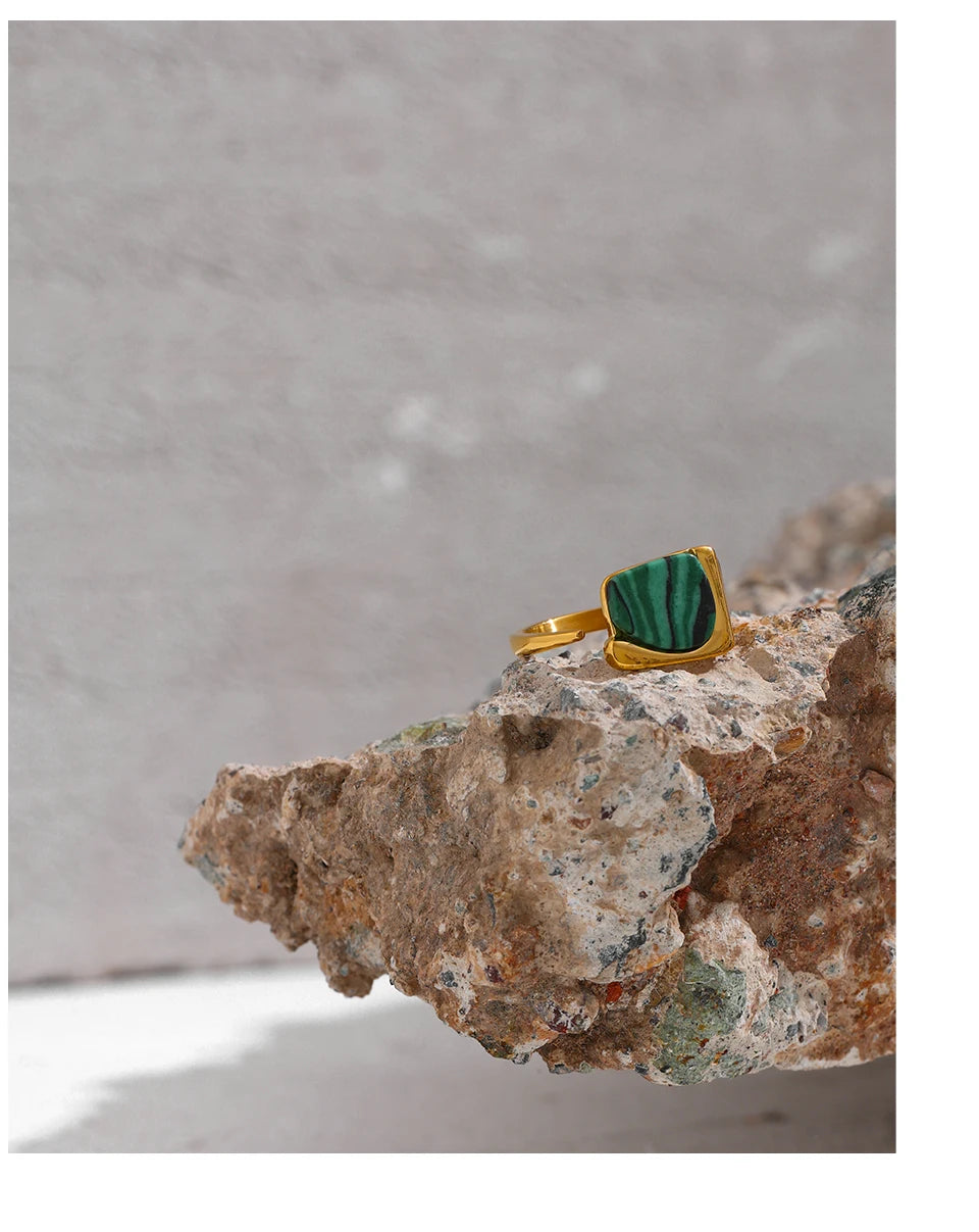 Vintage Natural Green Stone Ring — rings in green — additional view