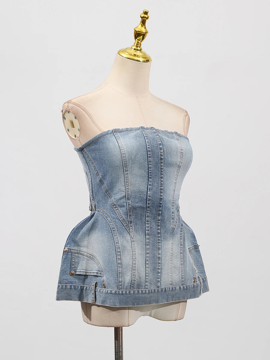 Silvie Structured Denim Bustier