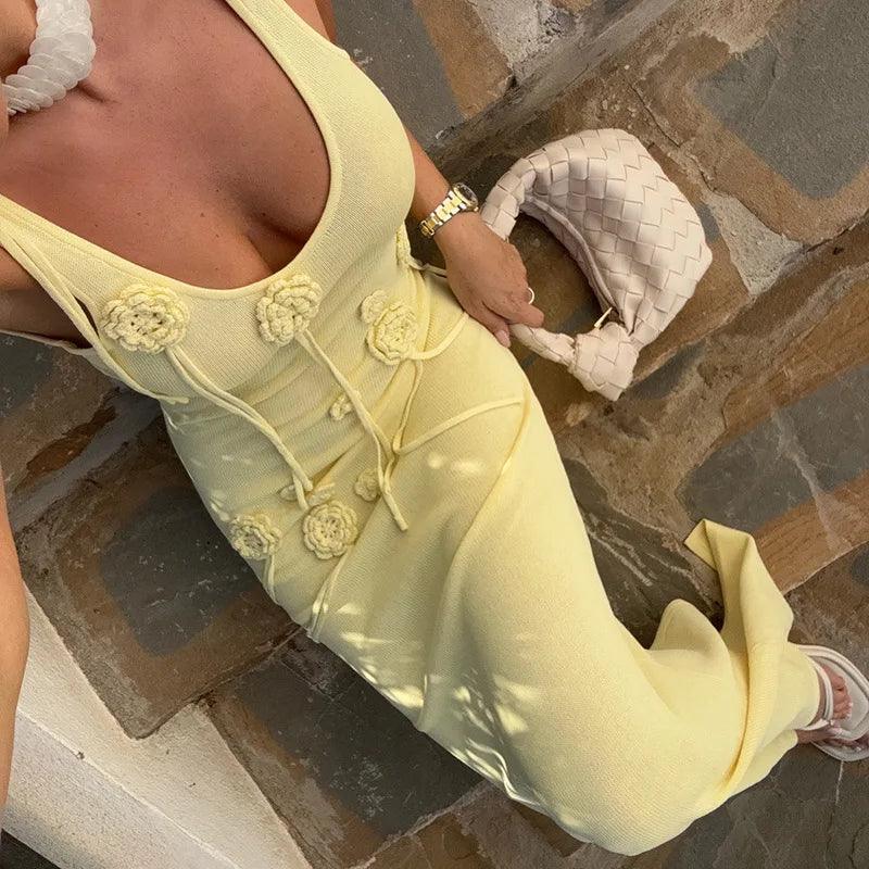 Vestido playero de punto con flores