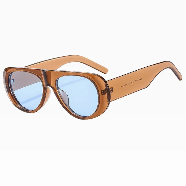 Oversized Pilot Sunglasses - Brown – UV400 resin lenses