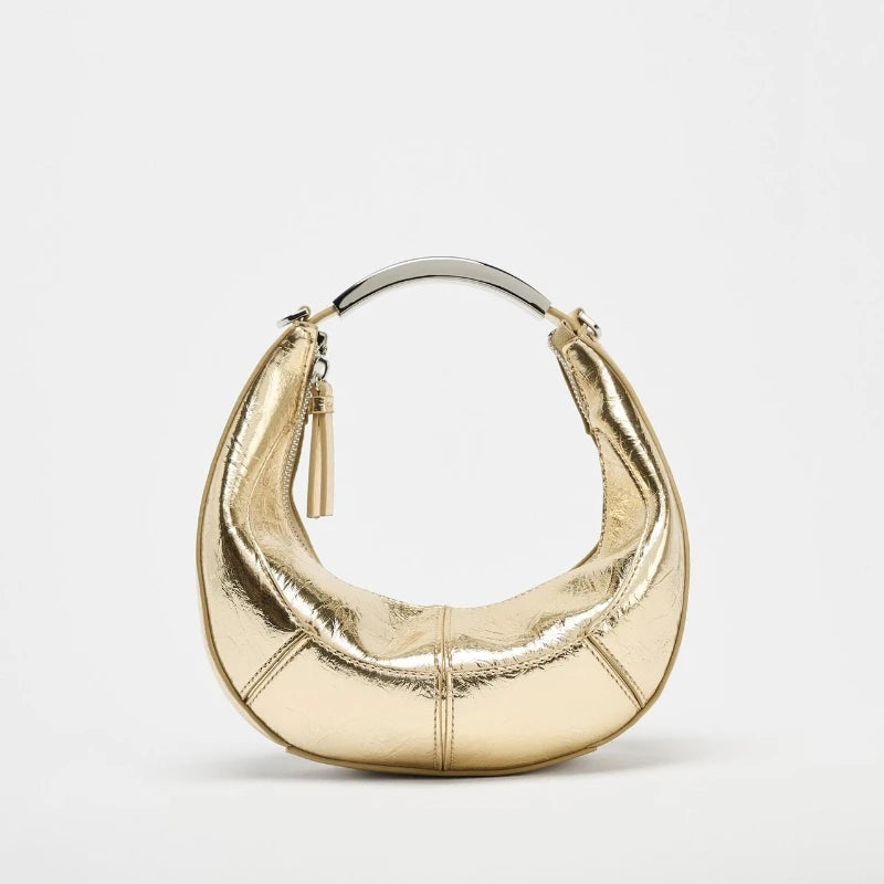 Crescent Metallic Shoulder Bag
