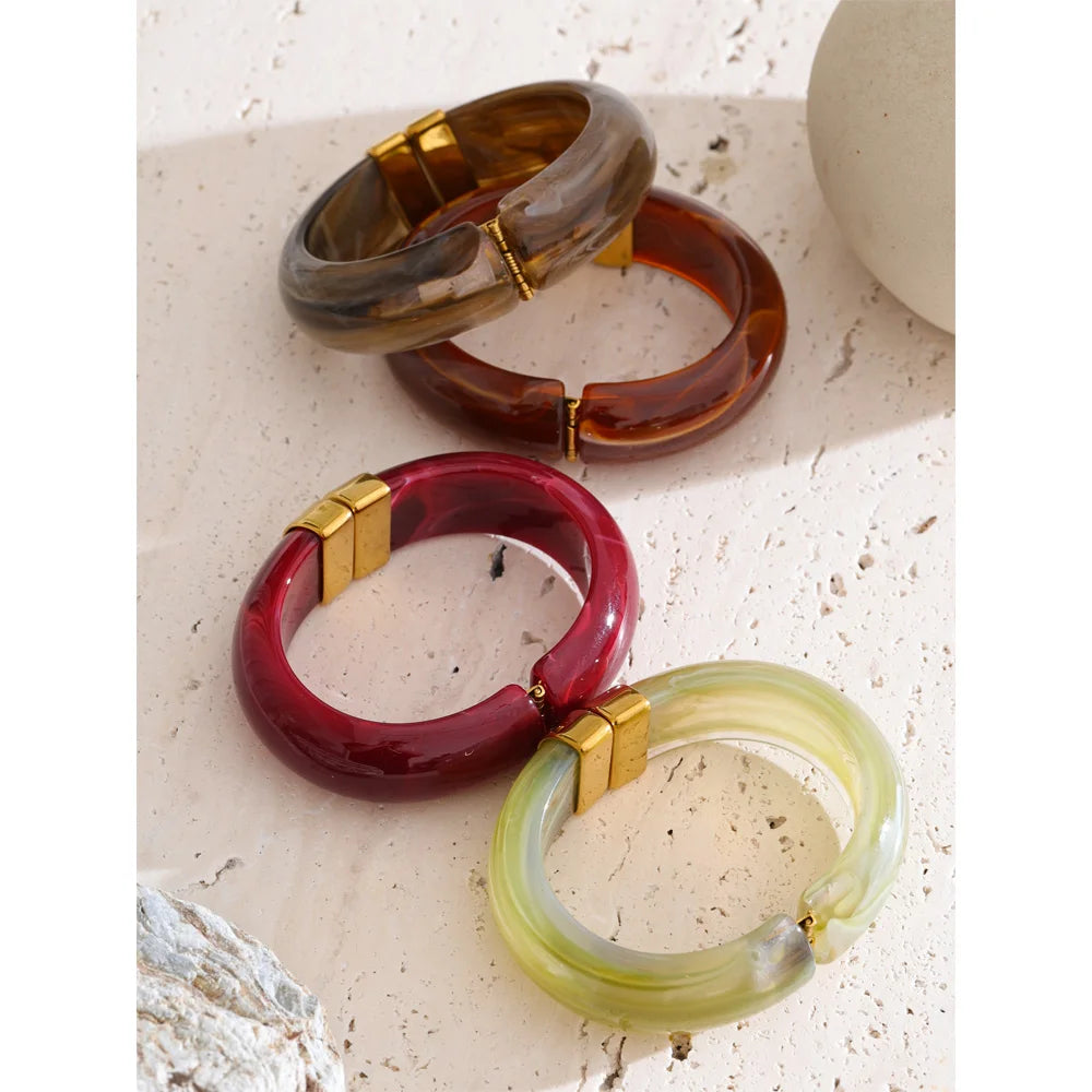 Acrylic Thick Bracelet Bangle — bracelets in purple — additional view