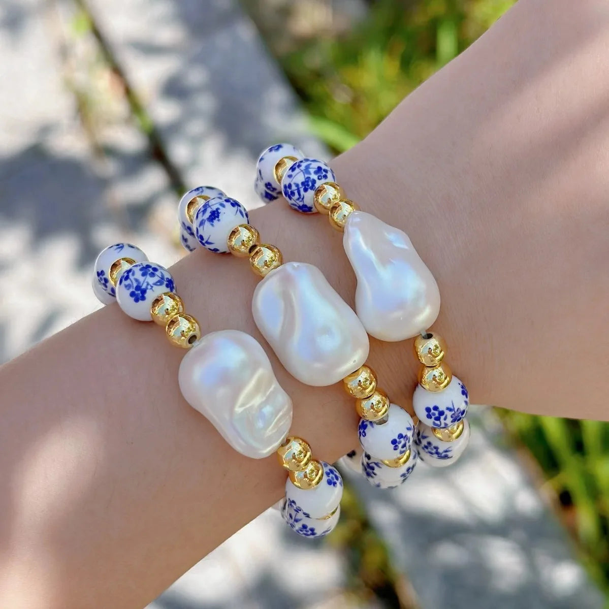 Beaded Porcelain Pearl Bracelet