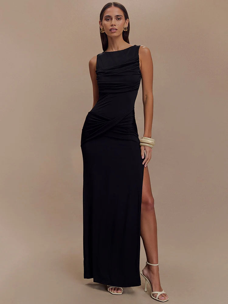 Paola Backless Ruched Dress – white – backless