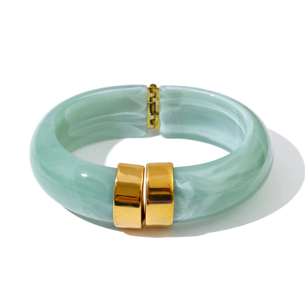 Acrylic Thick Bracelet Bangle — bracelets in black — additional view