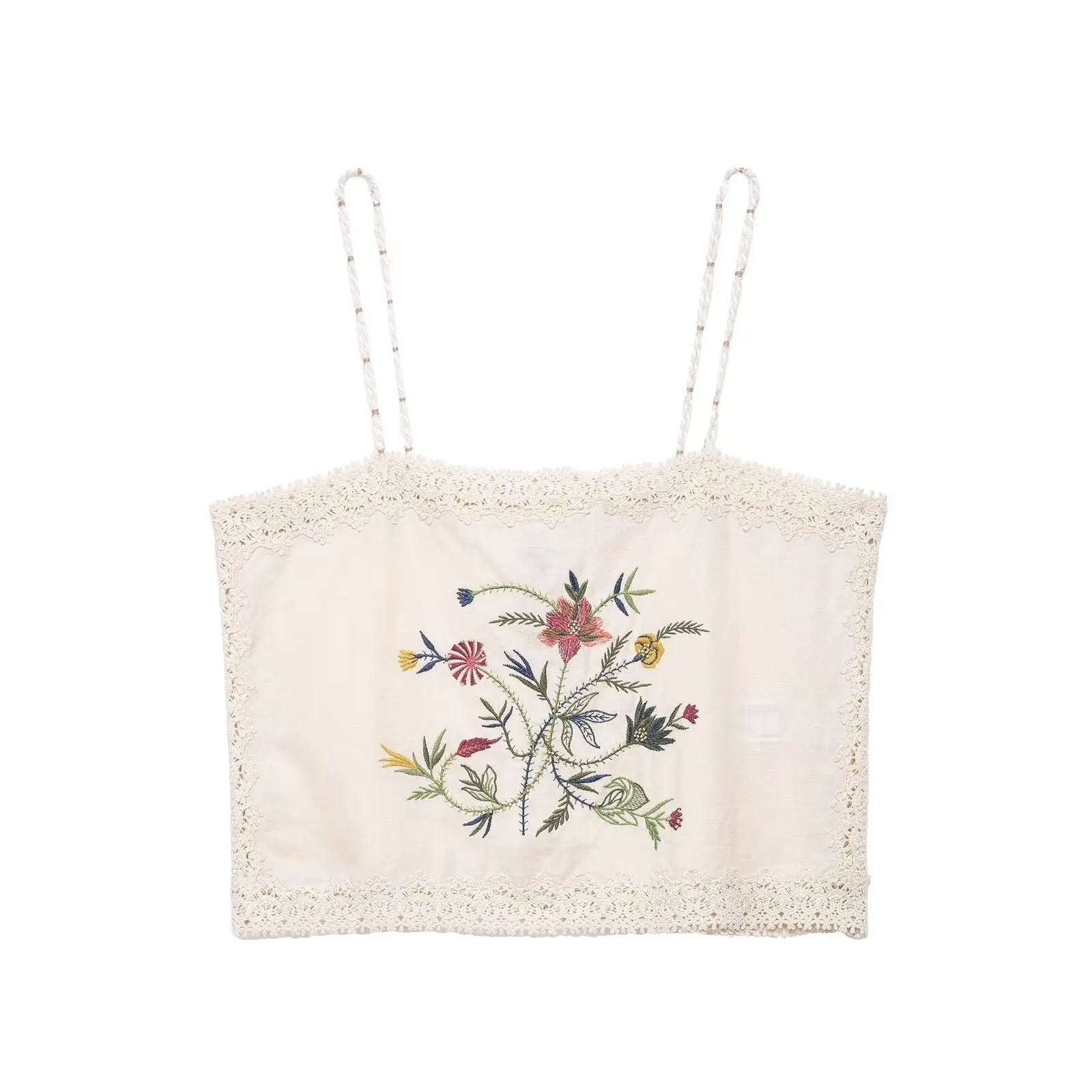 Flower Embroidered Lace Camisole Top