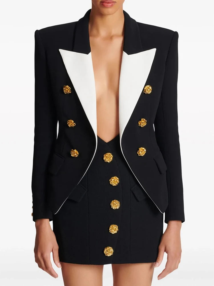 Rose Metal Buttons Blazer