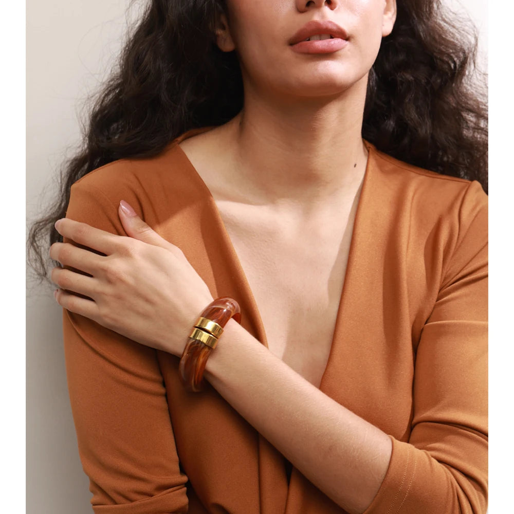 Acrylic Thick Bracelet Bangle — bracelets in red — back view