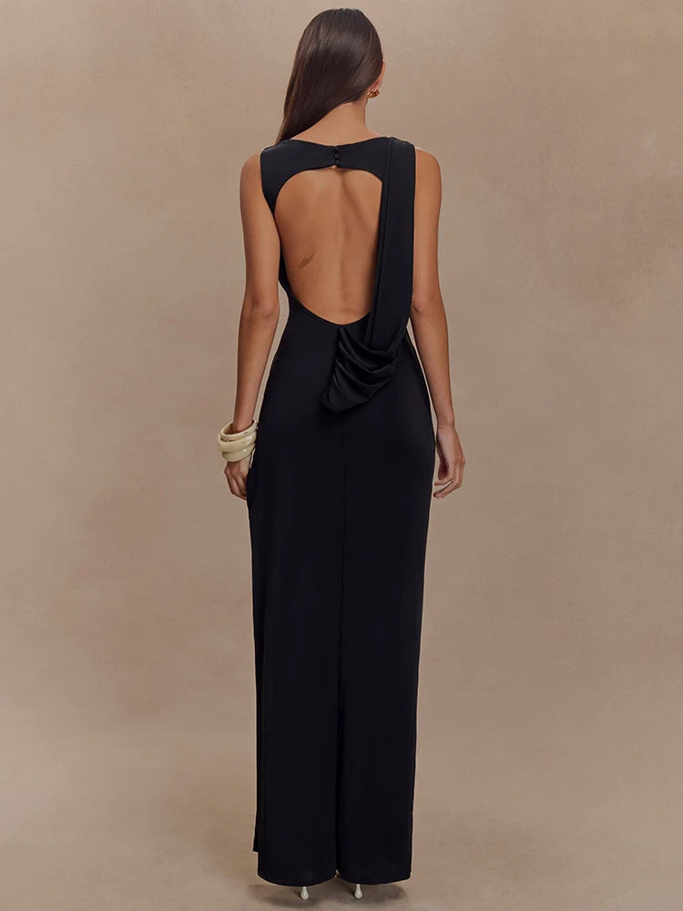 Paola Backless Ruched Dress – white – backless