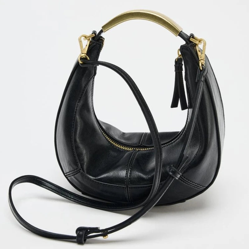 Crescent Metallic Shoulder Bag