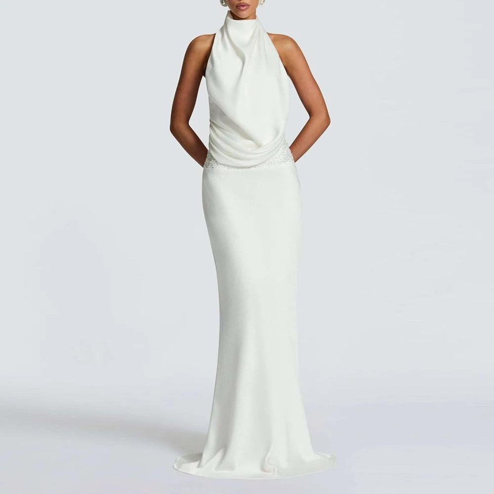 Margaret Halter Maxi Dress – blue – halter neckline