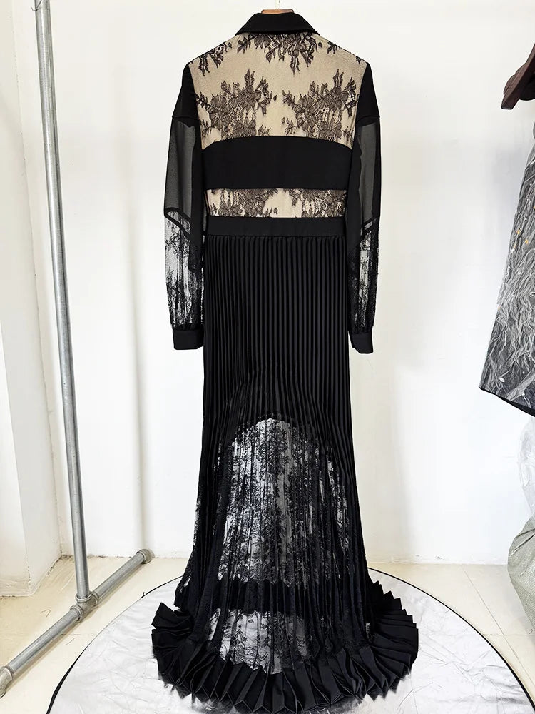 Vestido plisado de encaje Allie