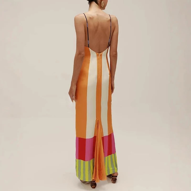 Contrast Striped Strap Dress