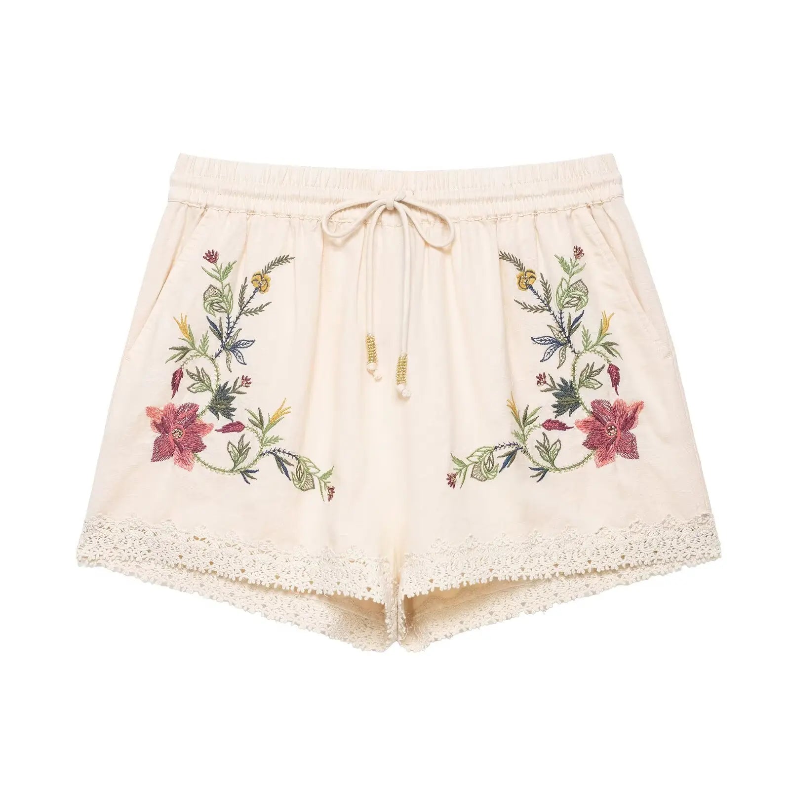 Flower Embroidered Lace Shorts