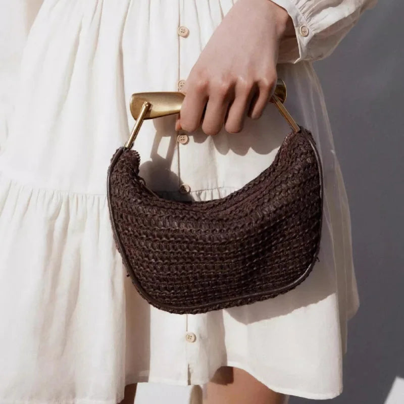 Half-Moon Rattan Handbag