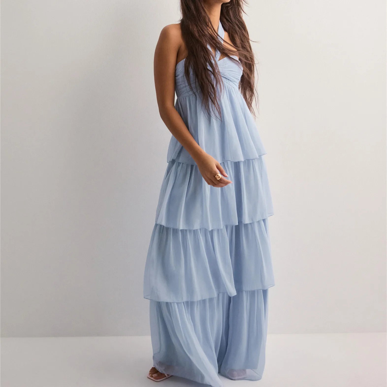 Close-up of tiered layer construction detail on Jenny dress