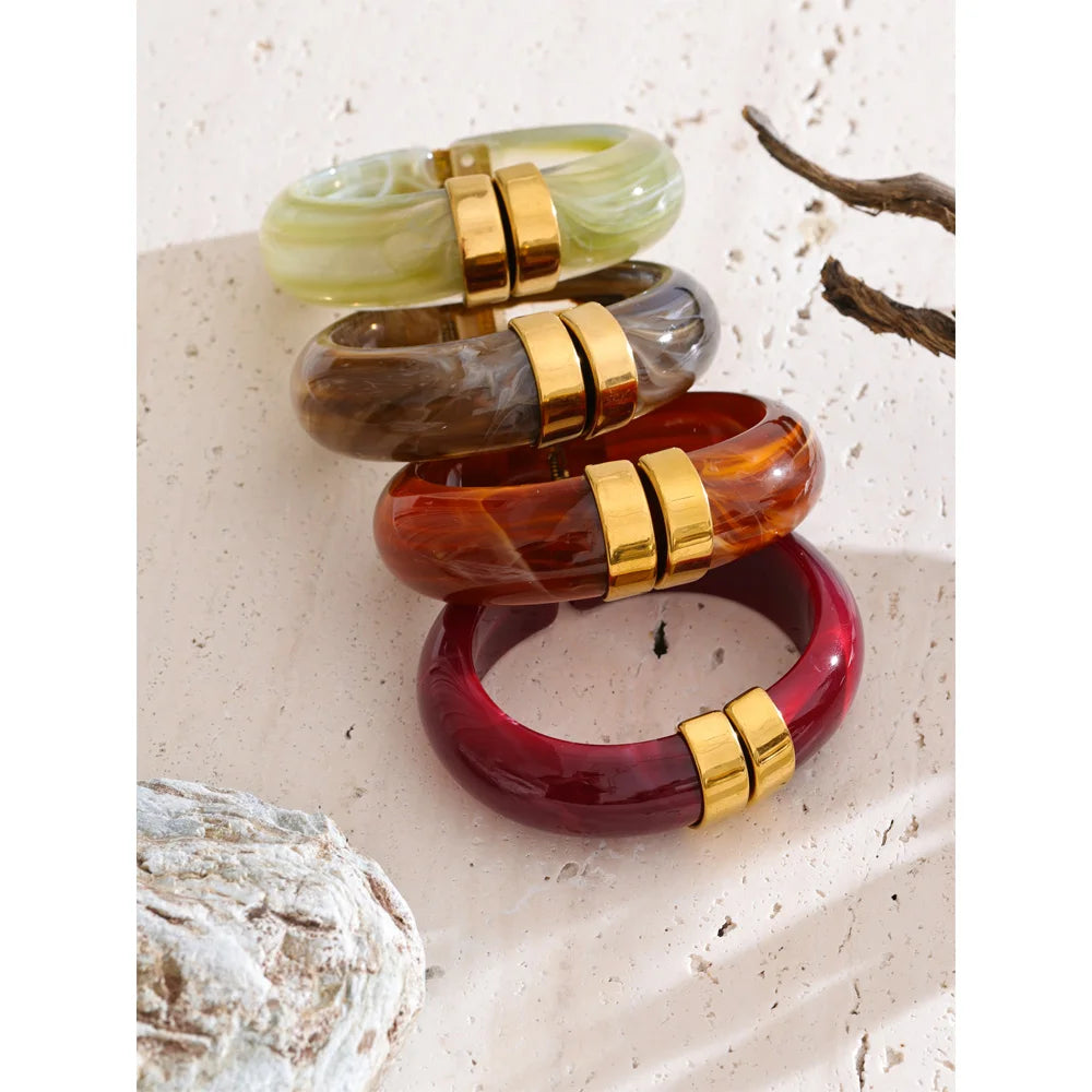 Acrylic Thick Bracelet Bangle — bracelets in brown — front view