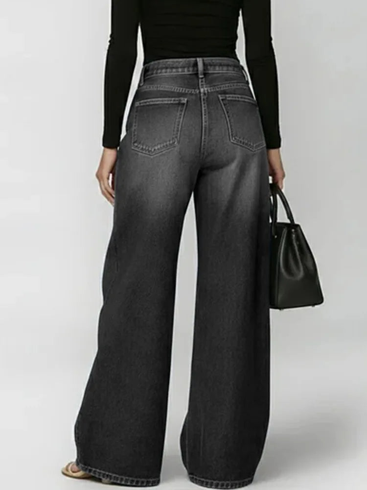 Buttoned Hollow Loose Jean