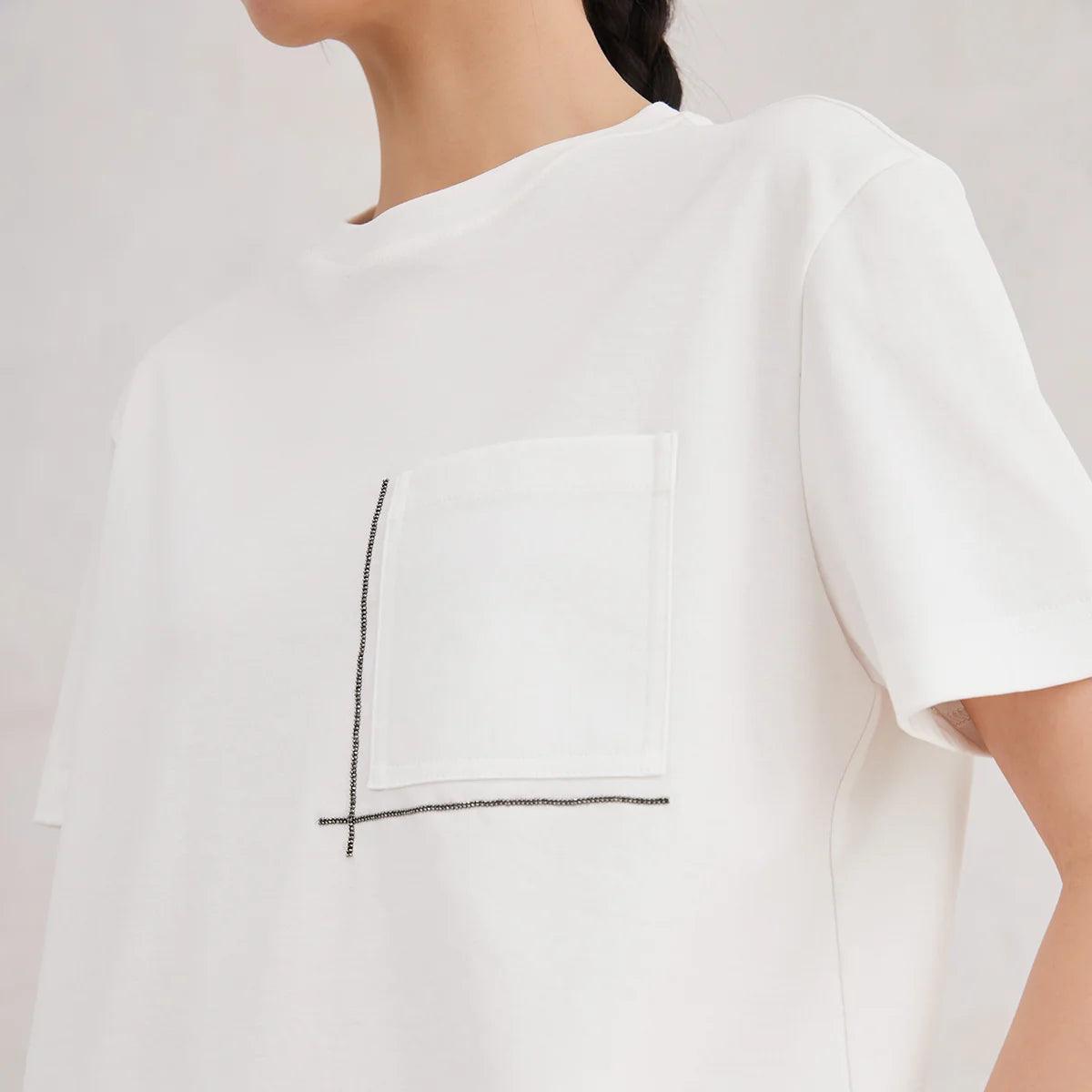 The Perfect T-Shirt — shirts & tops in white beaded detail — additional view