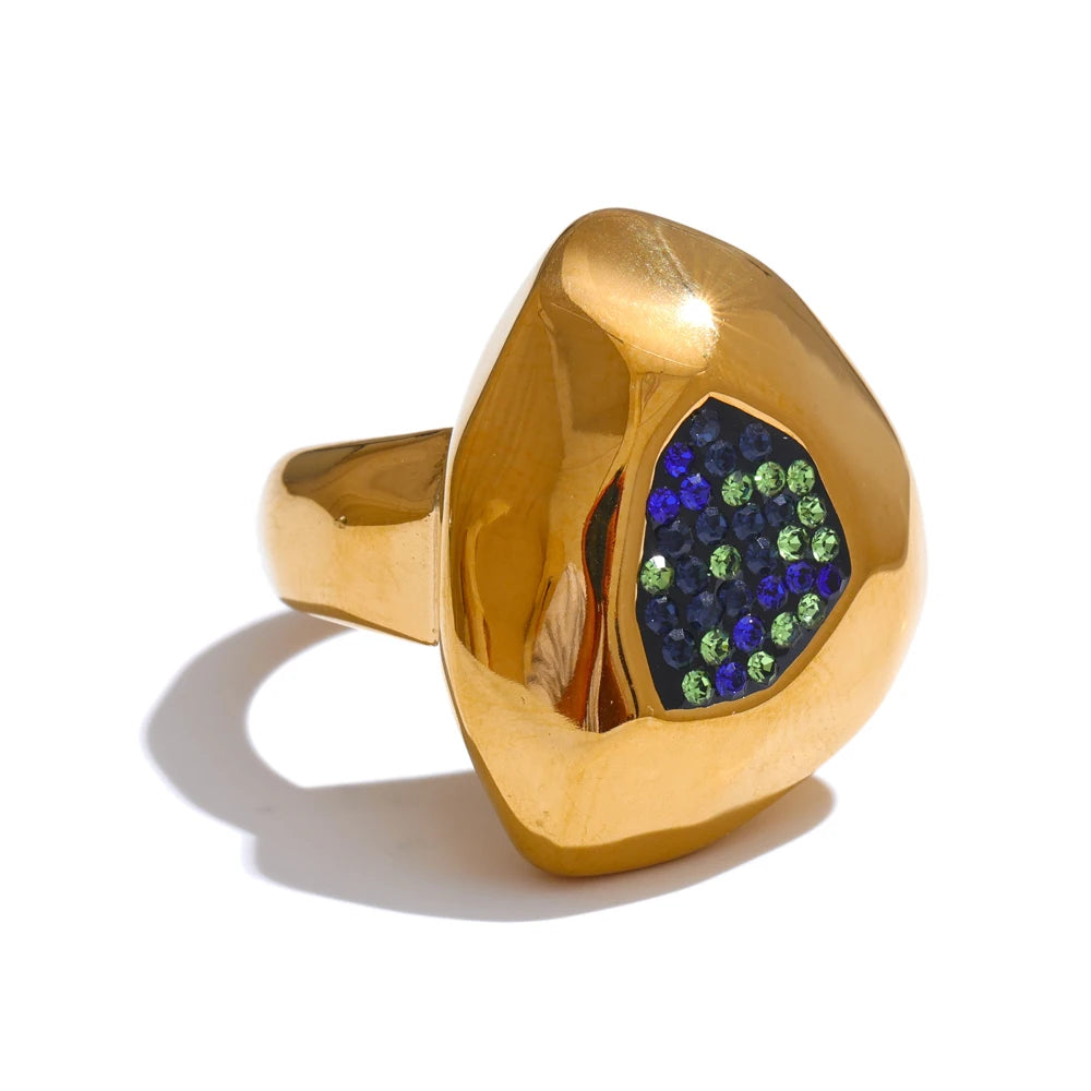 Blue Cubic Zirconia Ring in gold