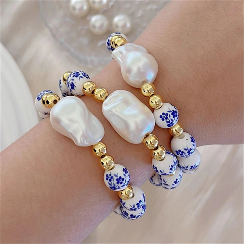 Beaded Porcelain Pearl Bracelet