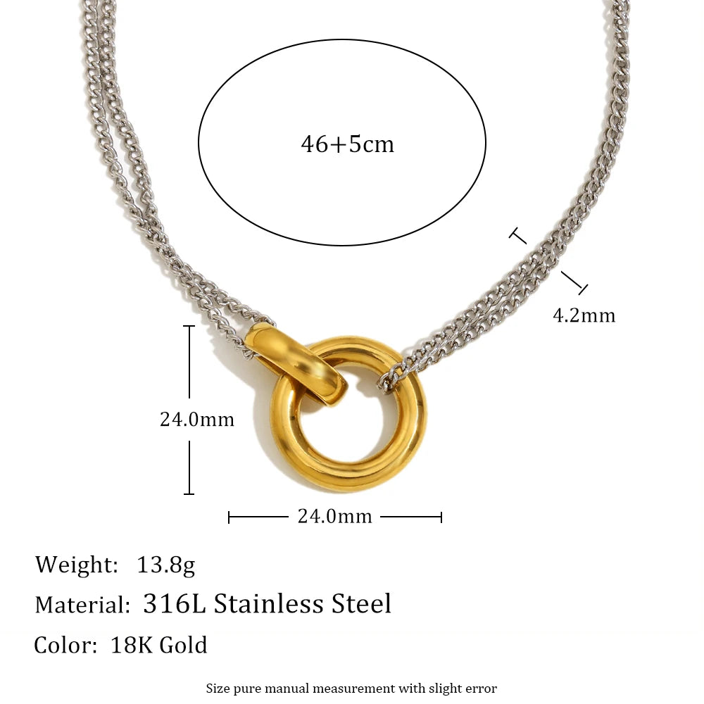 Minimalist Ring Double Color Necklace — necklaces in gold lace detail — additional view