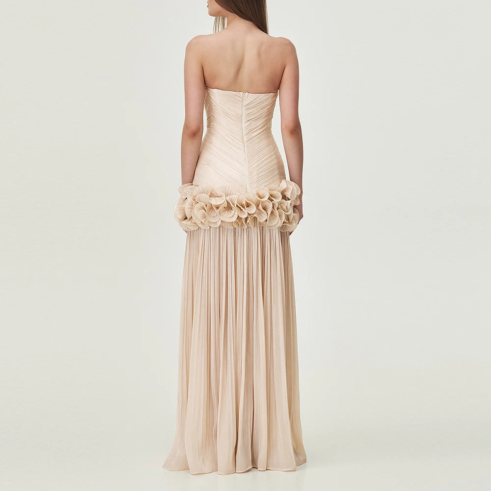 Back view of Teresa ruffled dress showing zipper and construction details