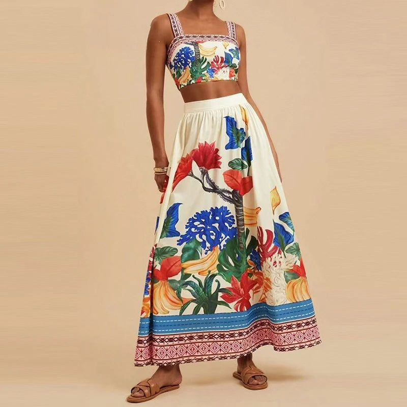 Garden Tropical Tank Top and Skirt Set