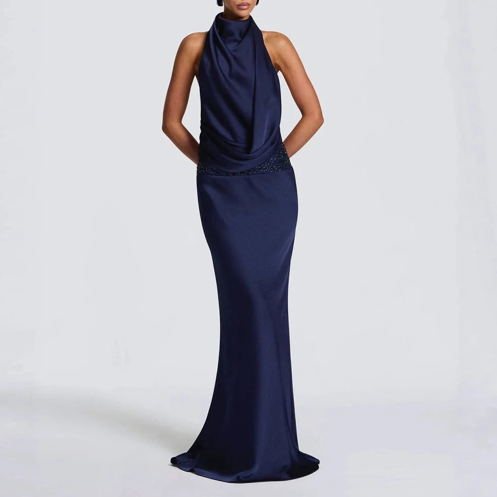 Margaret Halter Maxi Dress – blue – halter neckline