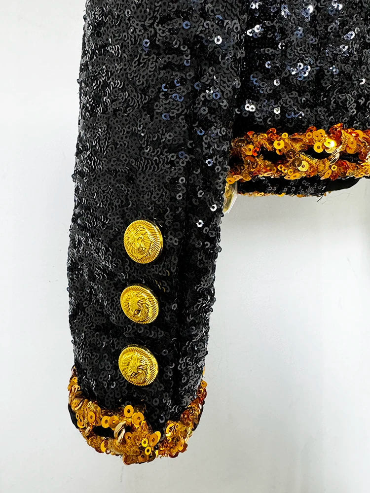 Isabelle Gold Chains Sequined Jacket