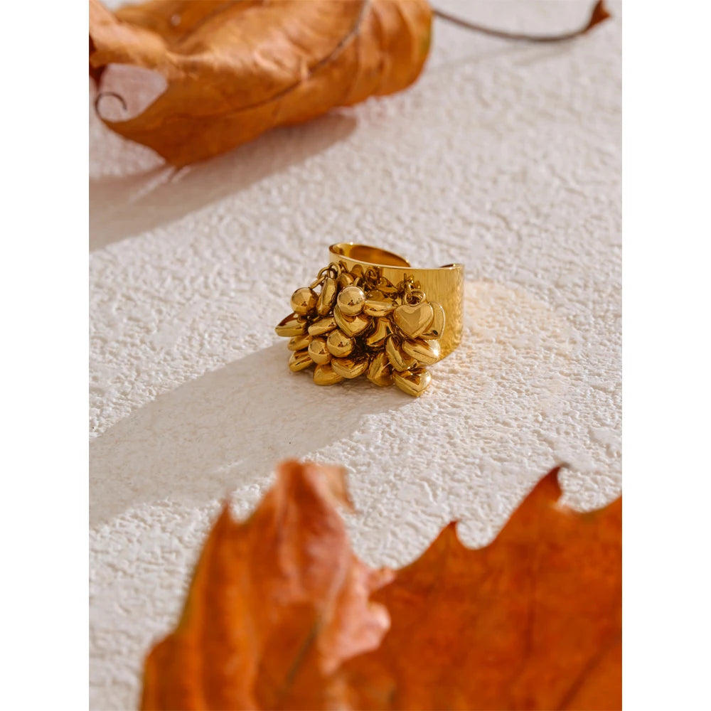 Heart Tassel Ring 18K Plated — rings in gold — additional view