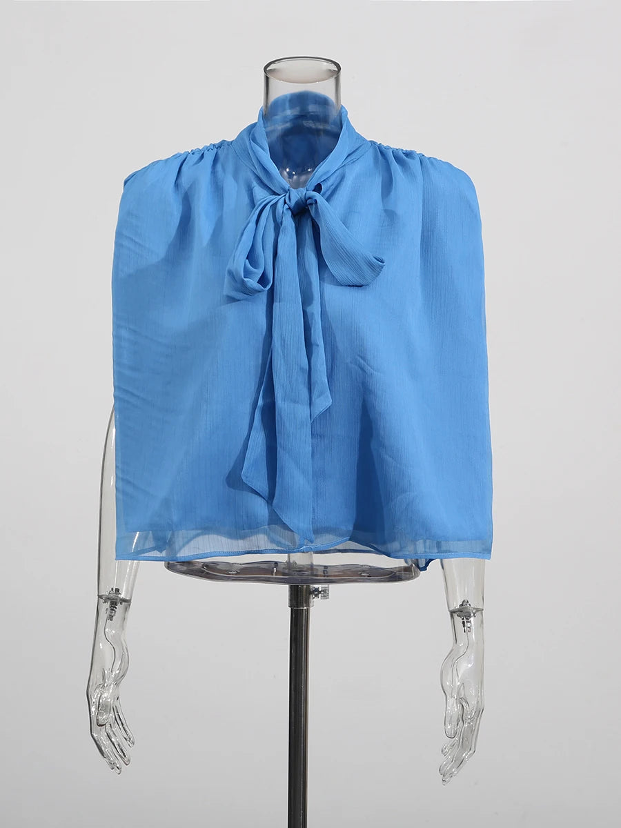 Marissa Lace Up Blouse — shirts & tops in blue lace detail — additional view