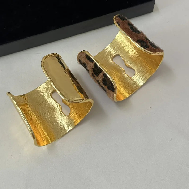 Keyhole Open Cuff Bracelet — bracelets in leopard — front view