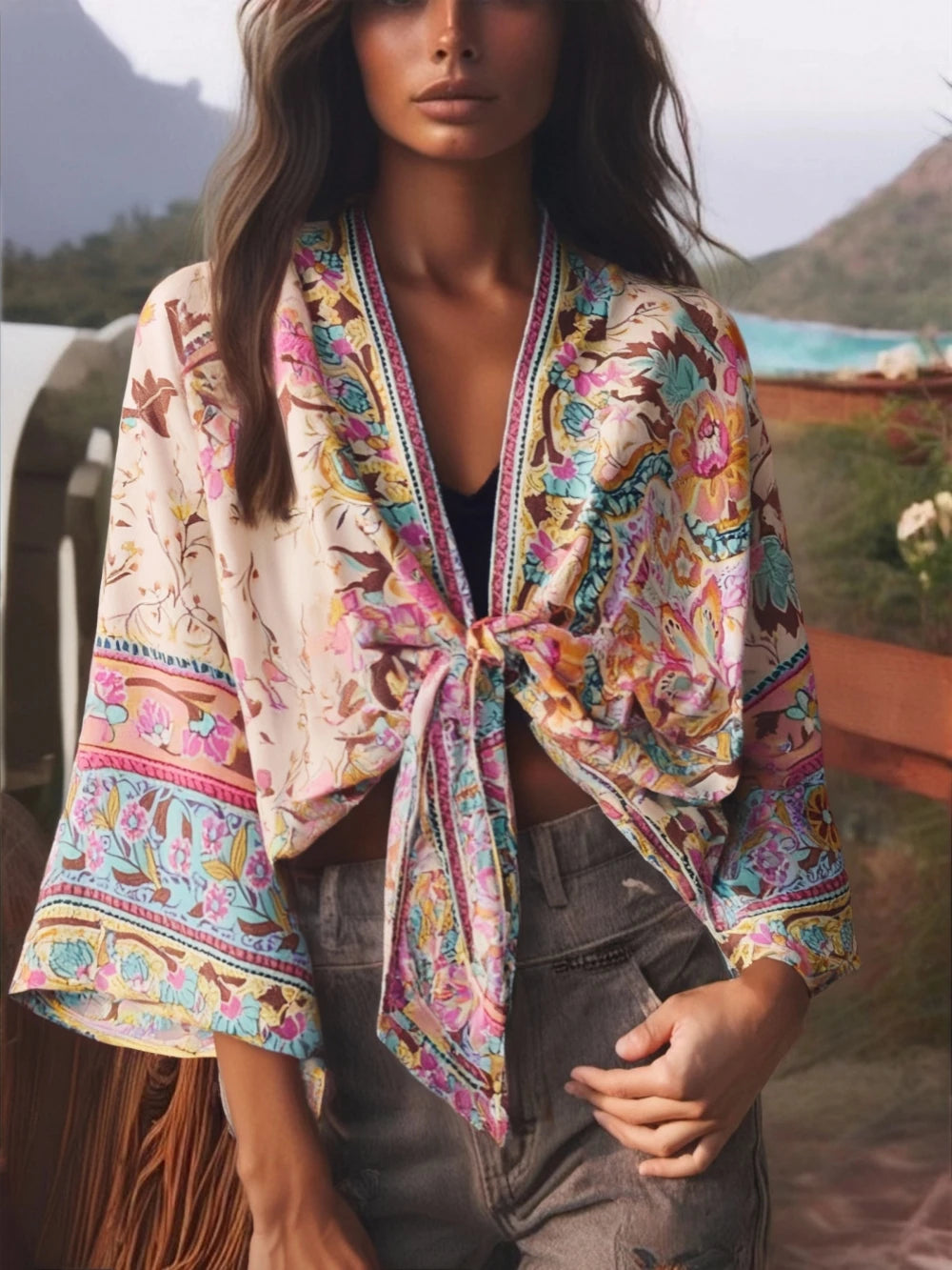 Floral Kimono Cover Up Top