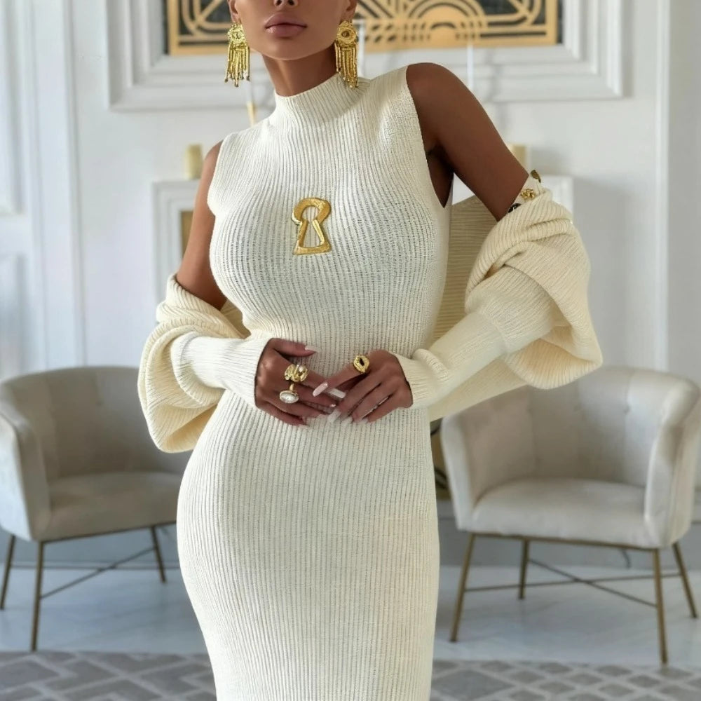 Keyhole Dress with Sweater Set