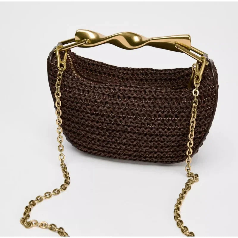Half-Moon Rattan Handbag