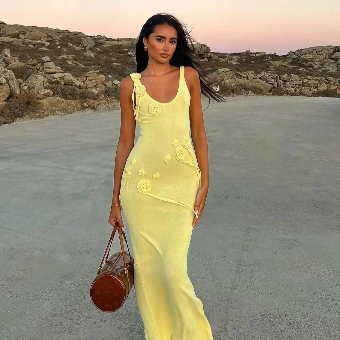 Vestido playero de punto con flores