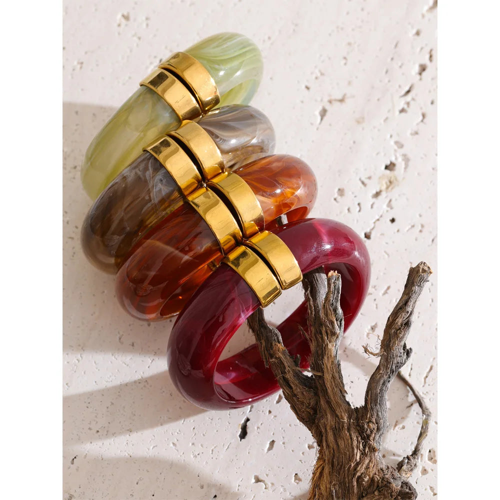 Acrylic Thick Bracelet Bangle — bracelets in light green — close-up detail