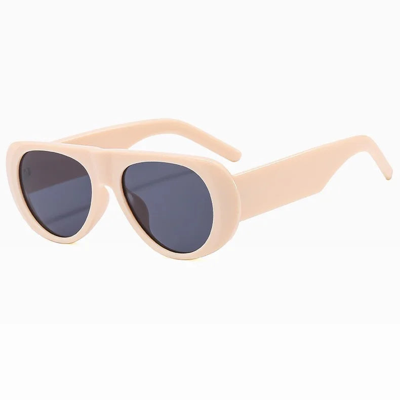 Oversized Pilot Sunglasses - Beige – UV400 resin lenses