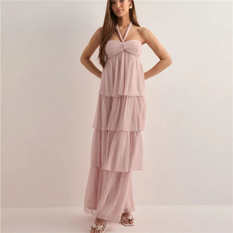 Back view of Jenny strapless tiered dress showing fit and construction