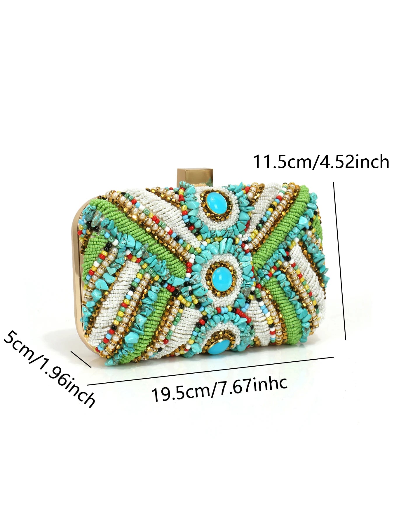 Green Embroidery Clutch Bag – green – statement handbag detail