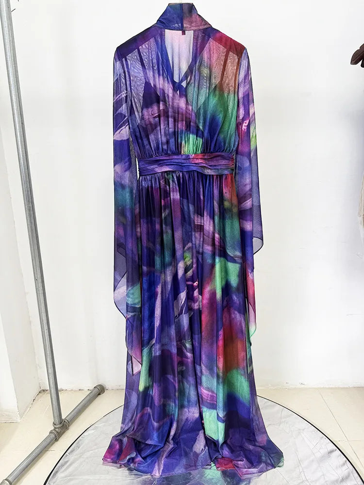 Kate kleurrijke zwierige lange jurk