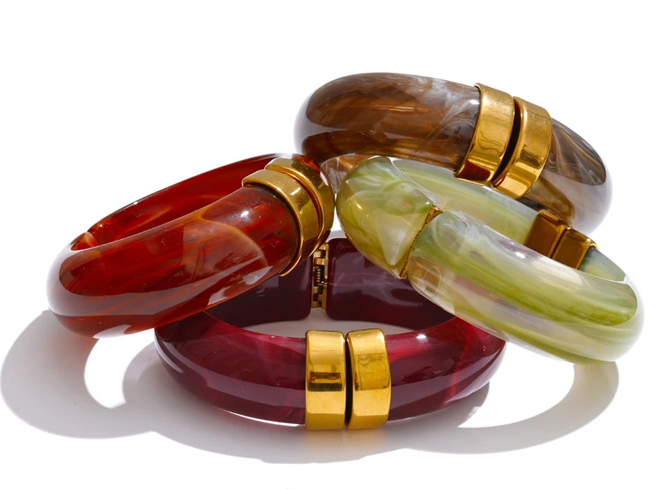 Acrylic Thick Bracelet Bangle in Burgundy