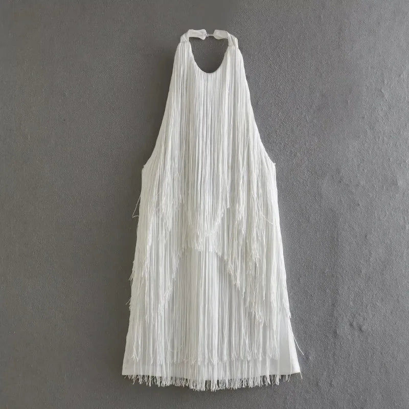Mariela Backless Tassel Dress in blue – additional view 6