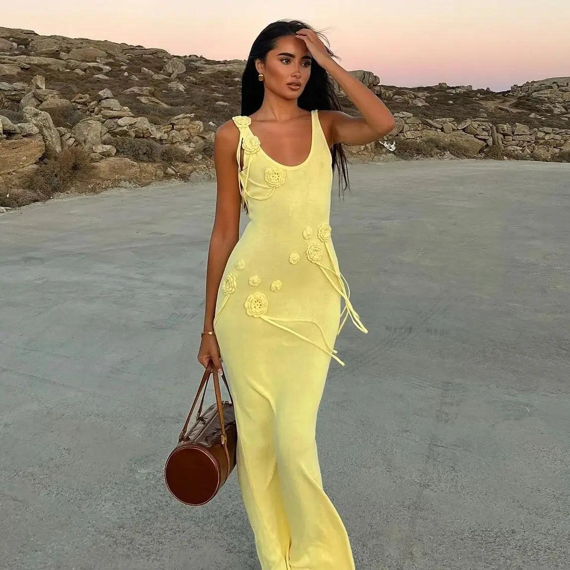 Vestido playero de punto con flores