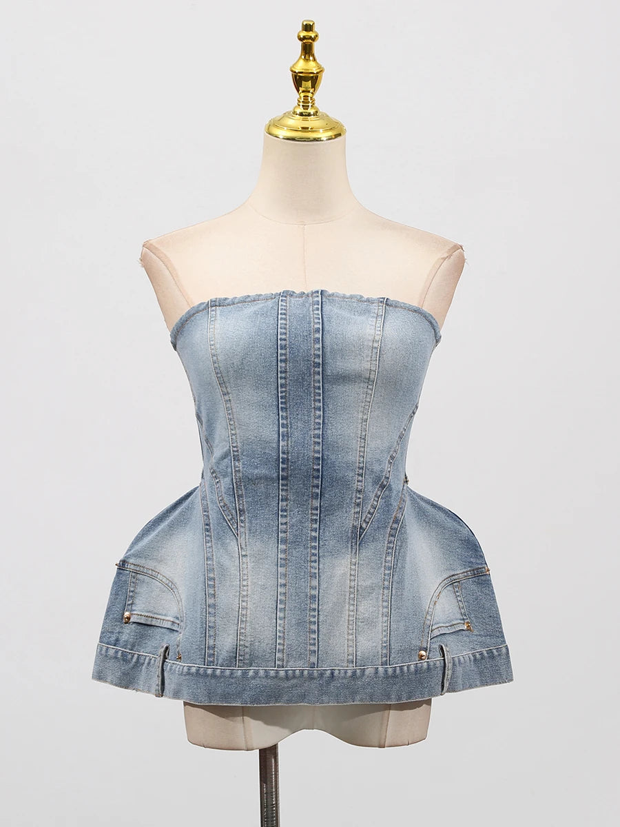 Silvie Structured Denim Bustier