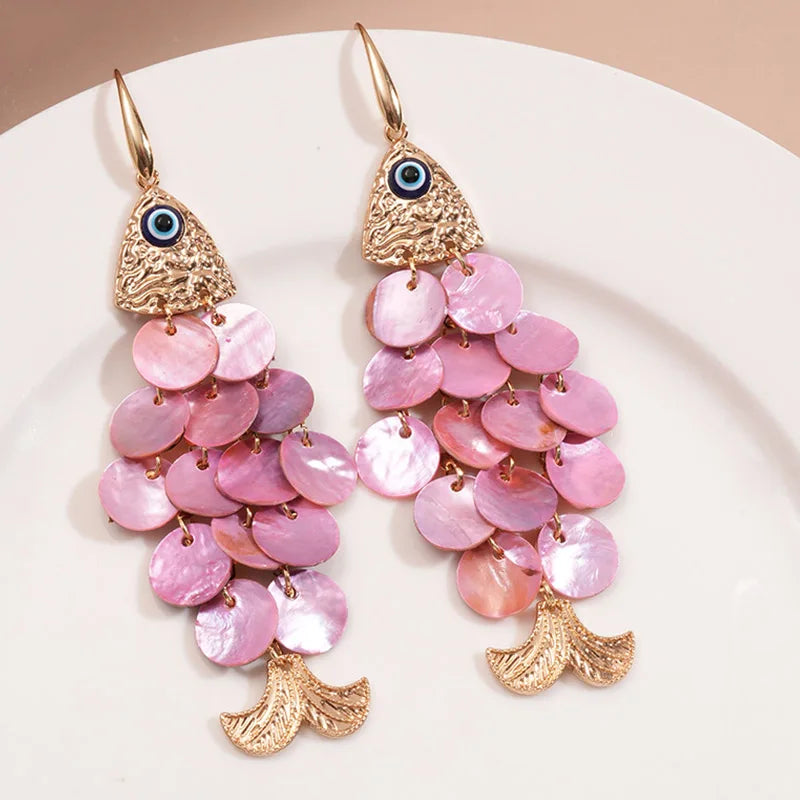 Shell Fish Hook Earrings