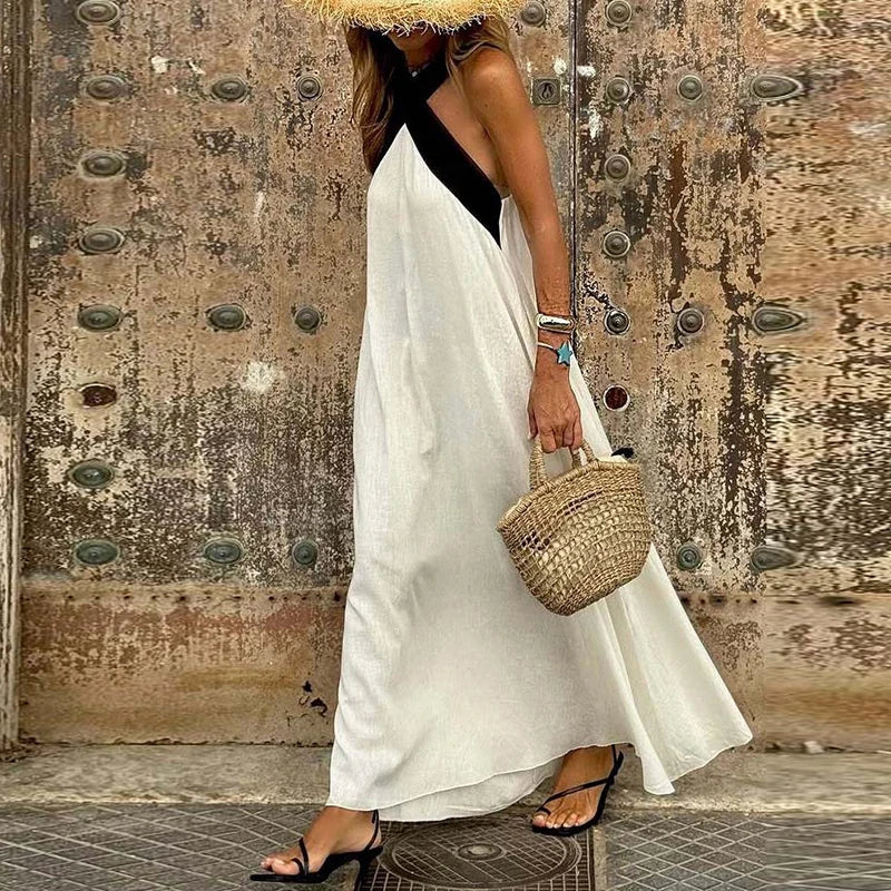 Lola Cross Halter Sling Dress – wine – halter neckline