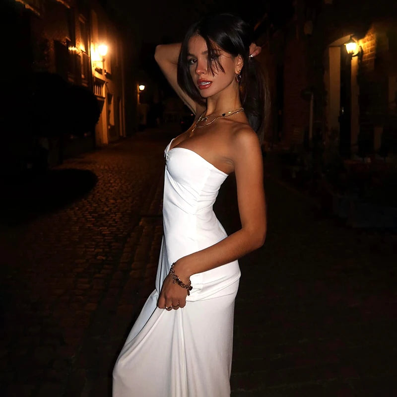 White Strapless Maxi Dress